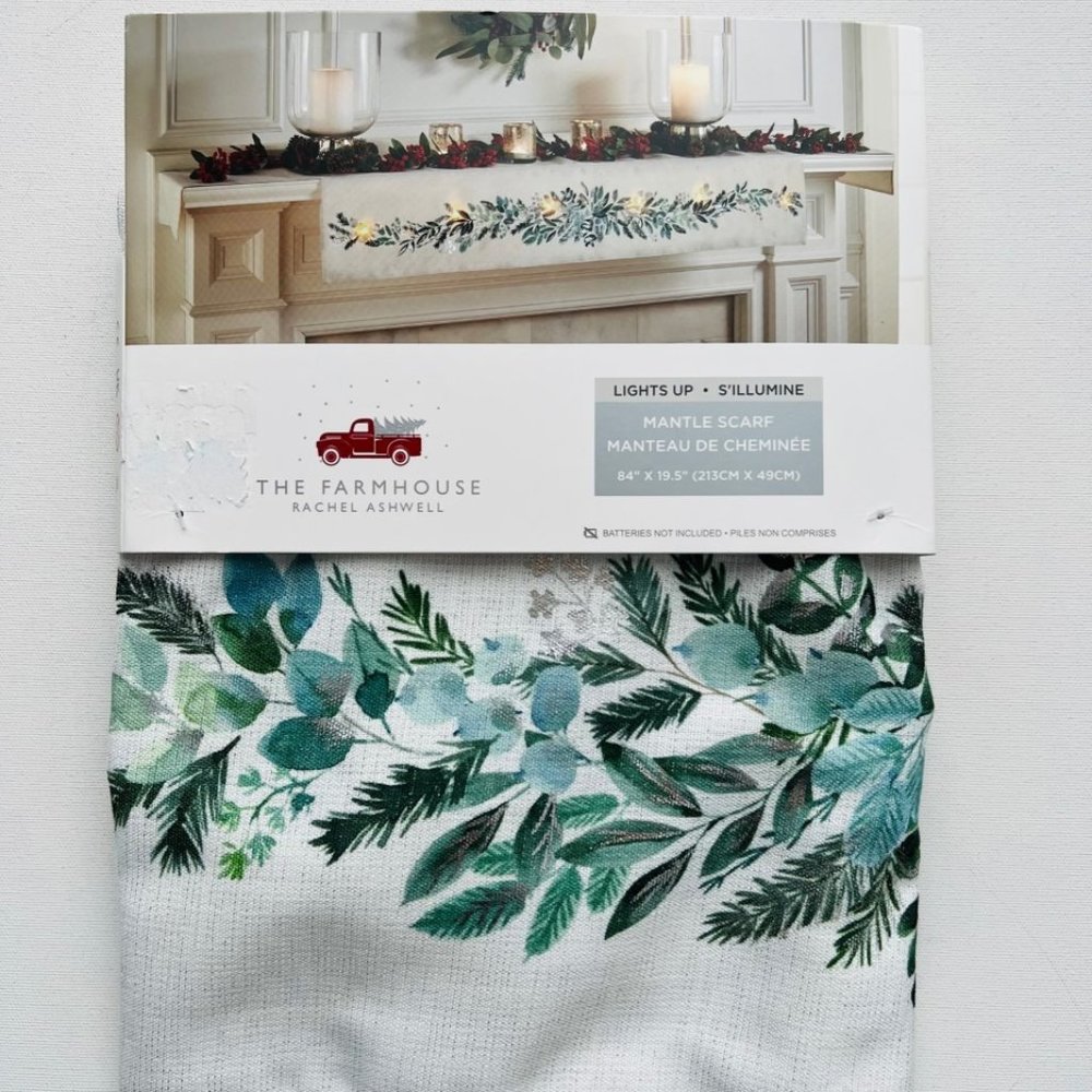 The Farmhouse Rachel Ashwell "Lights Up" Holiday Christmas Mantle Scarf